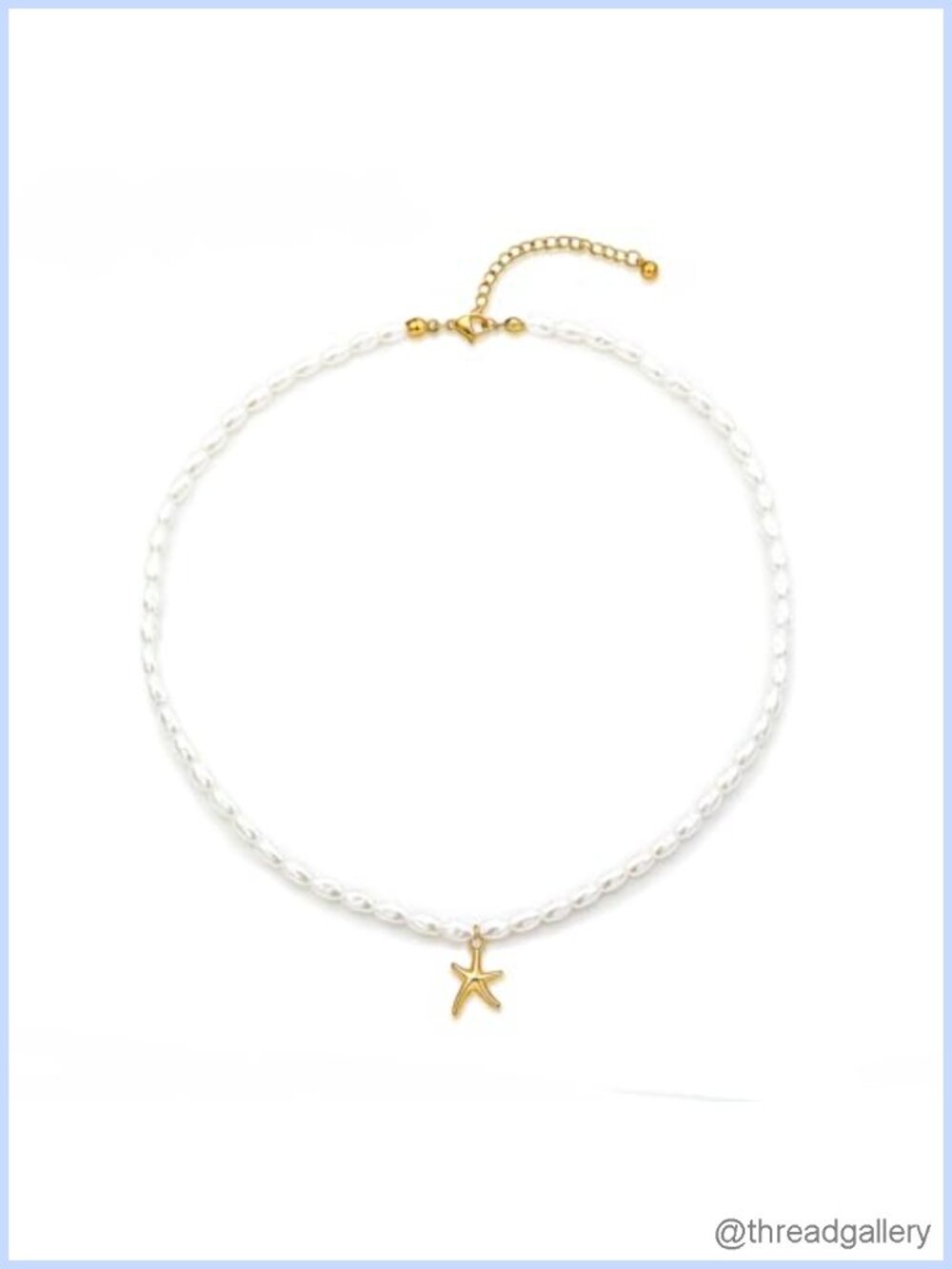Rice Pearl Starfish Pendant Choker Necklace Adjustable Beach Jewelry Gift
